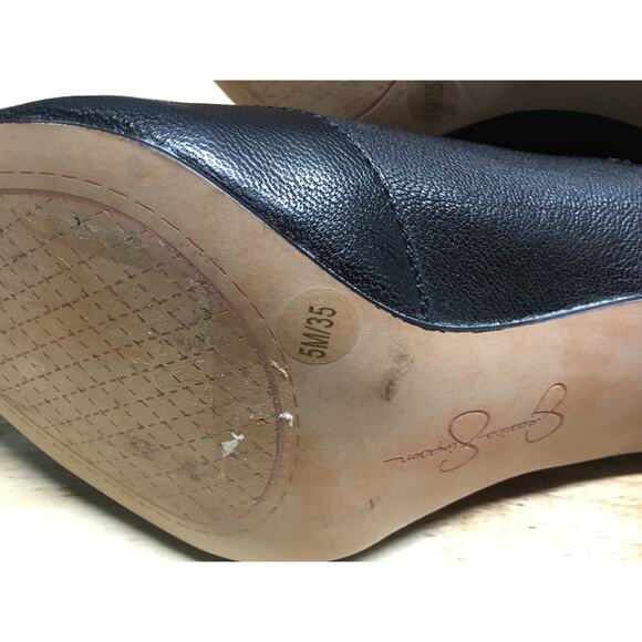 Jessica Simpson Nelda Western Cowboy Ankle Stiletto Booties 5M Black Leather - Picture 6 of 8